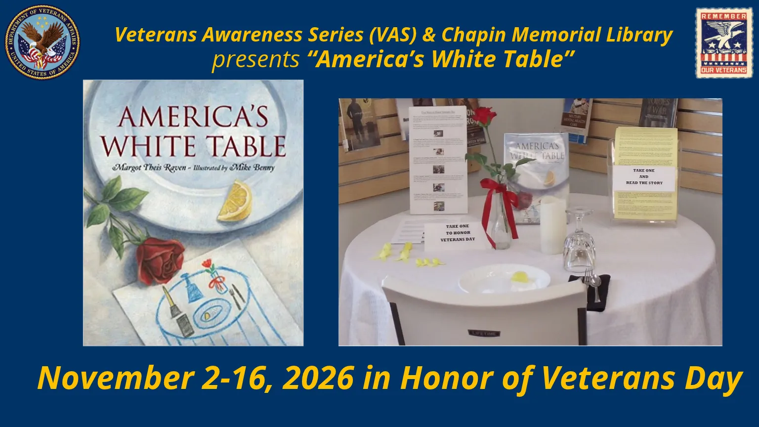 America's White Table book jacket and photo of table set up